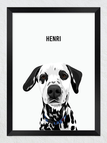 Dalmatian black framed pet portrait